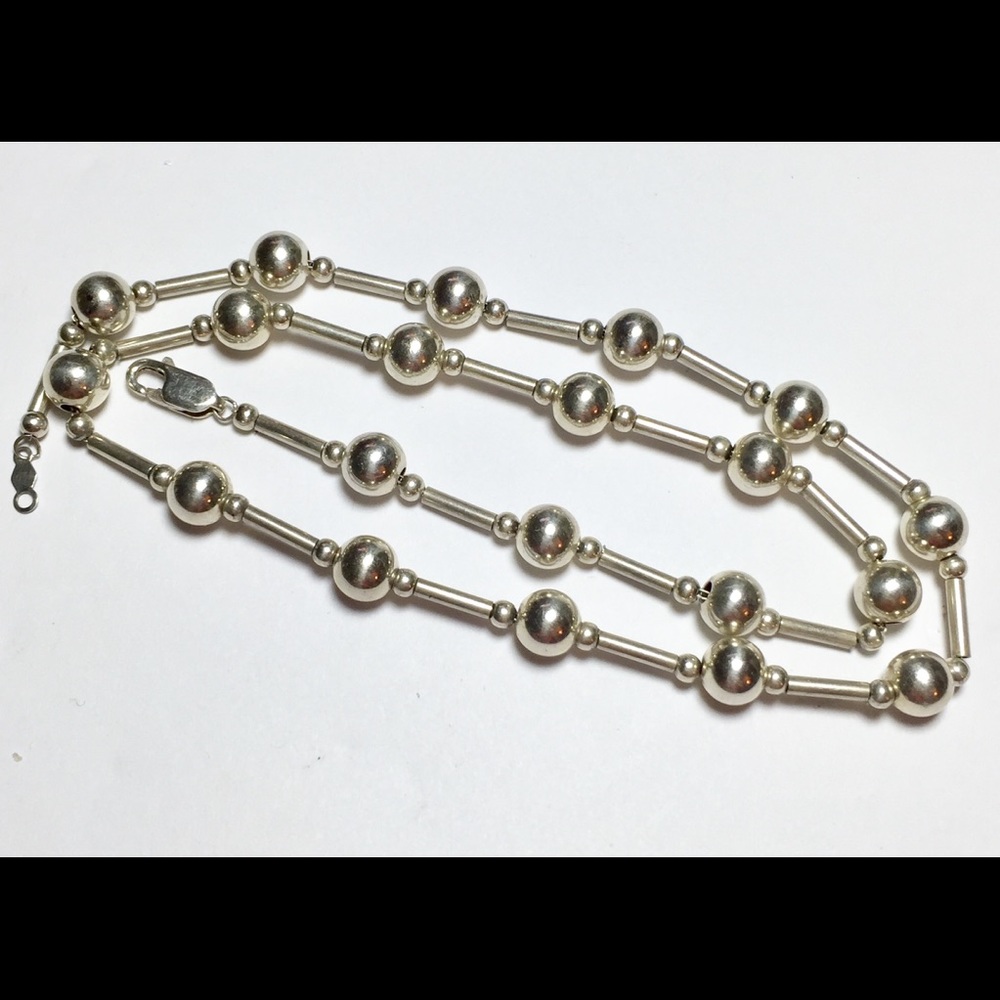17" Sterling Ball & Dash Necklace